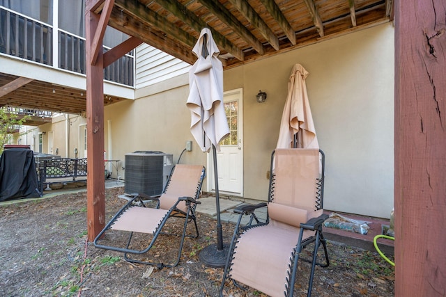 view of patio featuring central air condition unit