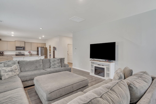 living room featuring light hardwood / wood-style flooring