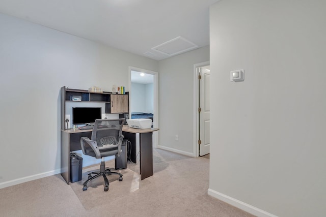 view of carpeted office space