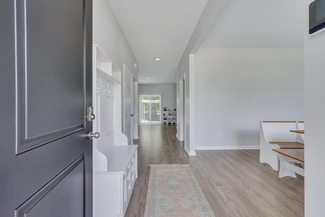 entrance foyer featuring light wood-type flooring