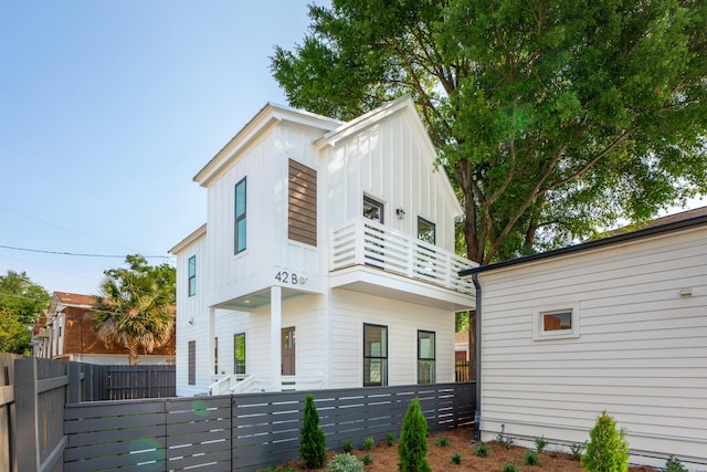 42 Poinsett St Unit B, Charleston, SC 29403 - view of side of home with a balcony and board and batten siding