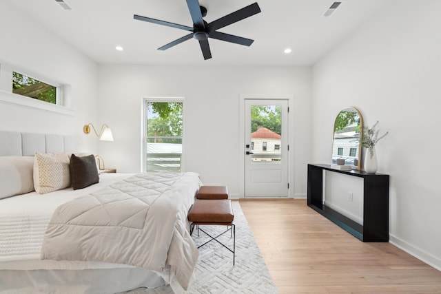 42 Poinsett St Unit B, Charleston, SC 29403 - bedroom featuring light wood-style floors, recessed lighting, and a ceiling fan