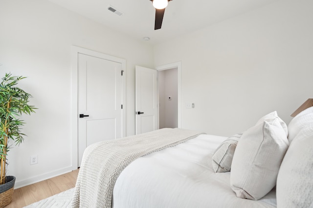 42 Poinsett St Unit B, Charleston, SC 29403 - bedroom featuring light wood-type flooring, baseboards, and ceiling fan