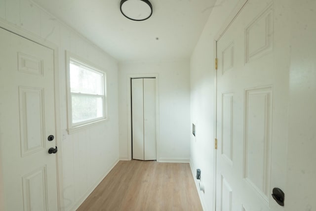 interior space with light hardwood / wood-style flooring