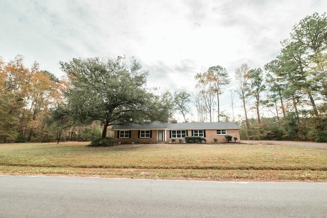 ranch-style house featuring a front lawn