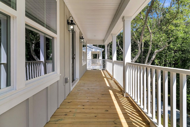 wooden terrace with covered porch