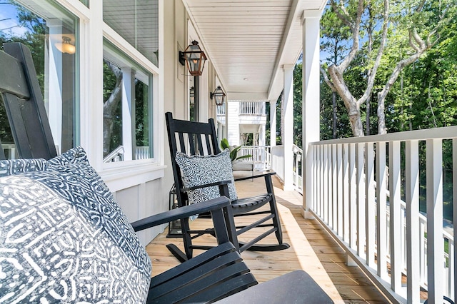 wooden deck with a porch