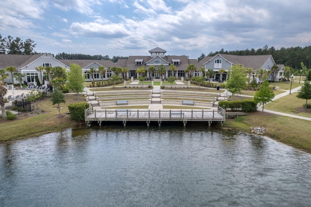 dock area with a water view