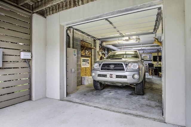 garage with a garage door opener