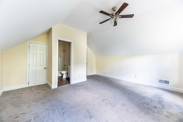 1165 Cleveland St, Elloree, SC 29047 - additional living space featuring carpet floors, ceiling fan, baseboards, and lofted ceiling