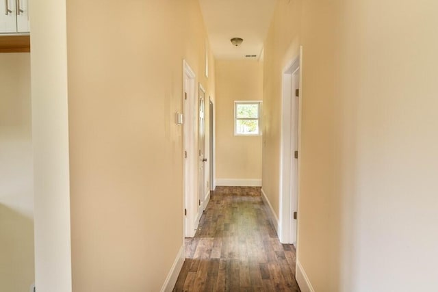 1165 Cleveland St, Elloree, SC 29047 - hallway featuring dark wood-style floors and baseboards