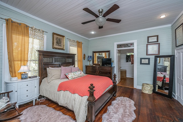 bedroom featuring ceiling fan and hardwood / wood-style floors