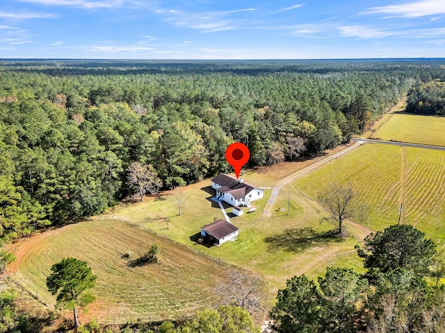 aerial view with a rural view