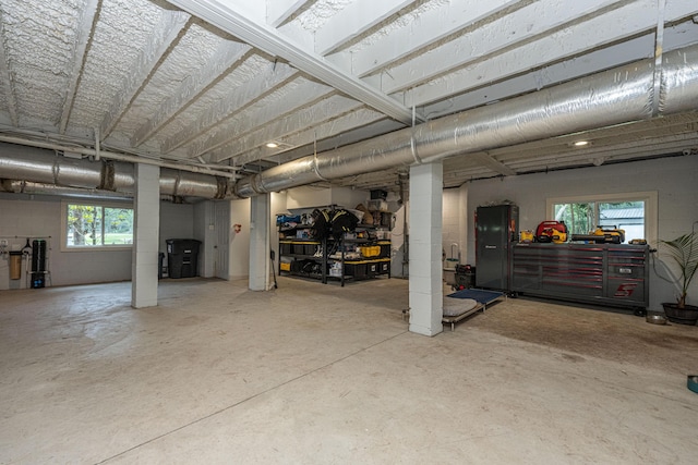 basement featuring plenty of natural light