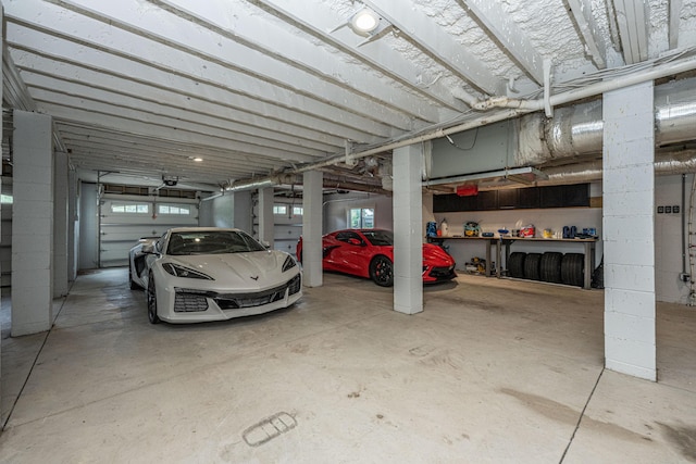 garage with a garage door opener