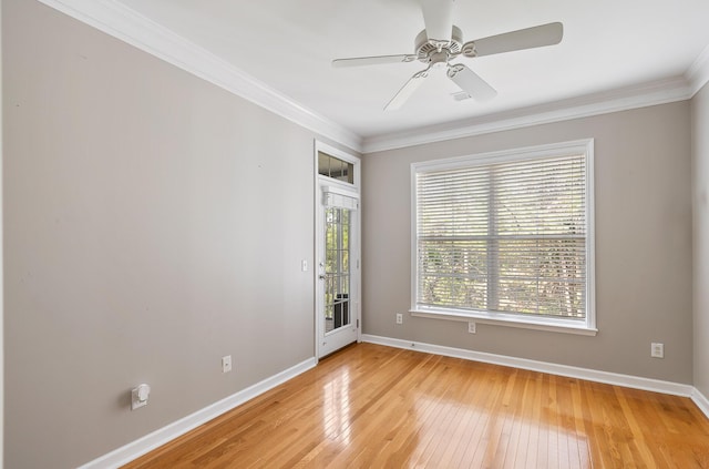 167 Palm Cove Way, Mount Pleasant, SC 29466 - empty room featuring light wood-type flooring, ornamental molding, and a ceiling fan