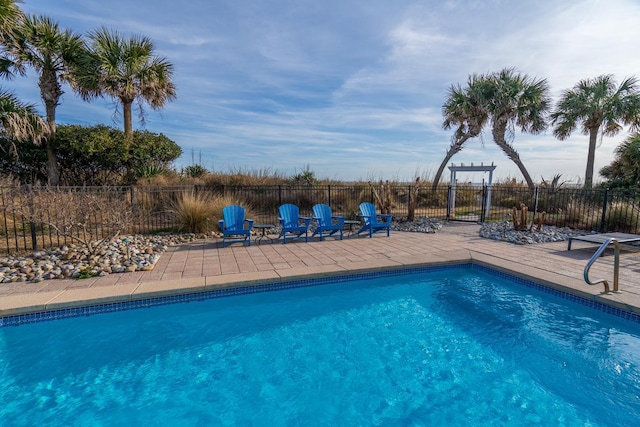 view of swimming pool featuring a patio