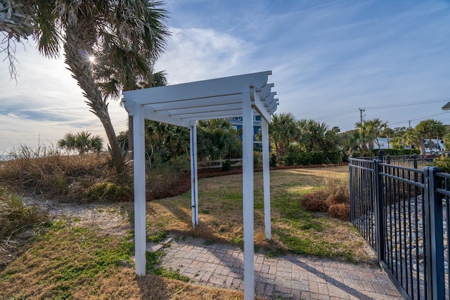 exterior space with a pergola