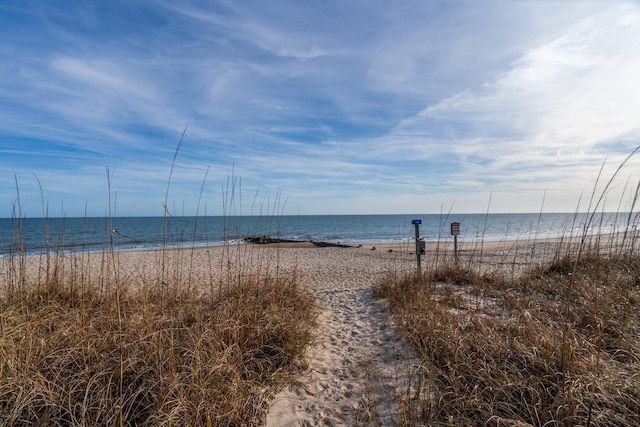 view of water feature featuring a view of the beach