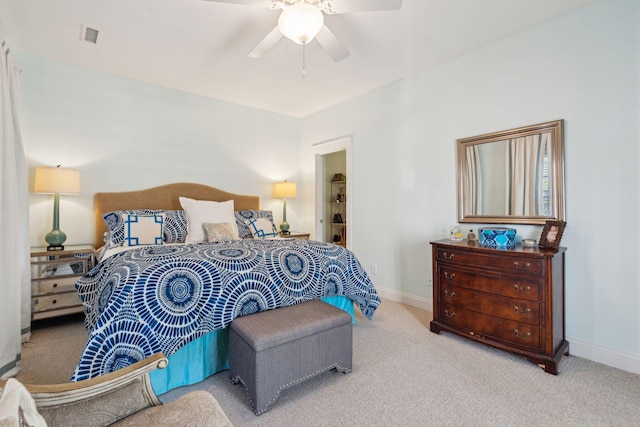 bedroom featuring carpet floors and ceiling fan