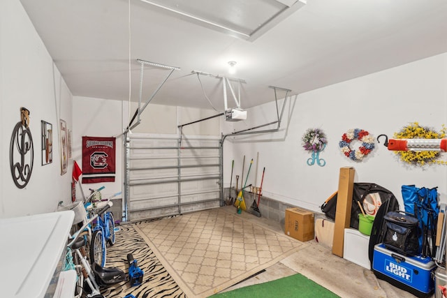 garage with a garage door opener