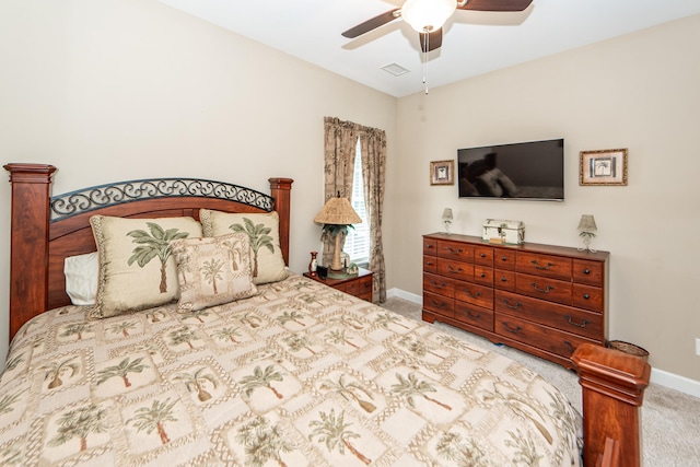 bedroom with carpet flooring and ceiling fan