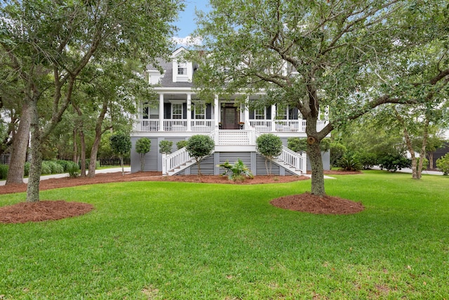 2293 Beckenham Dr, Mount Pleasant, SC 29466 - view of front facade with stairway, a front lawn, and a porch