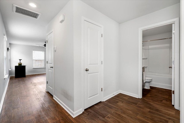 hall featuring dark hardwood / wood-style floors