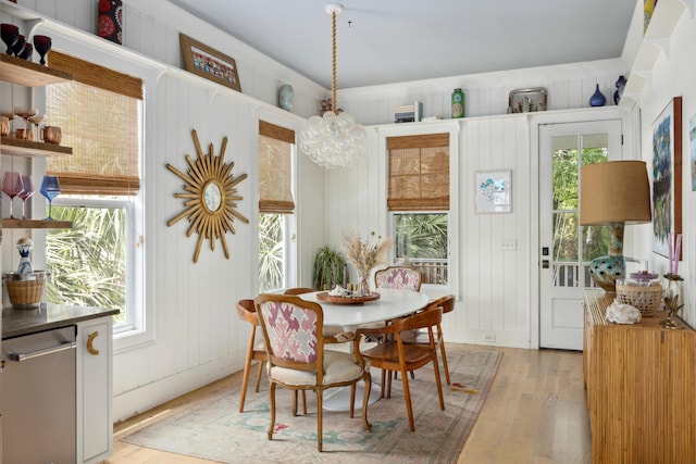 732 Gate Post Dr, Mount Pleasant, SC 29464 - dining room with light wood finished floors, a chandelier, and plenty of natural light