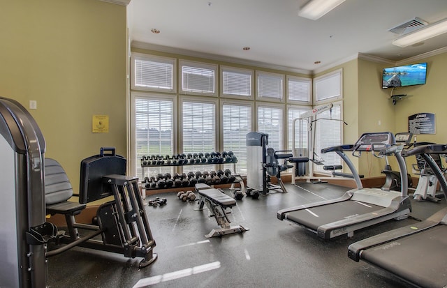 3331 Cottonfield Dr, Mount Pleasant, SC 29466 - workout area with ornamental molding