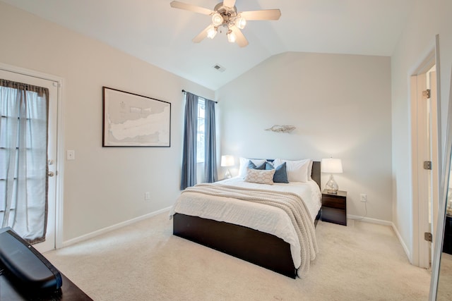 543 Mclernon Trce, Johns Island, SC 29455 - bedroom with vaulted ceiling, light carpet, baseboards, and a ceiling fan