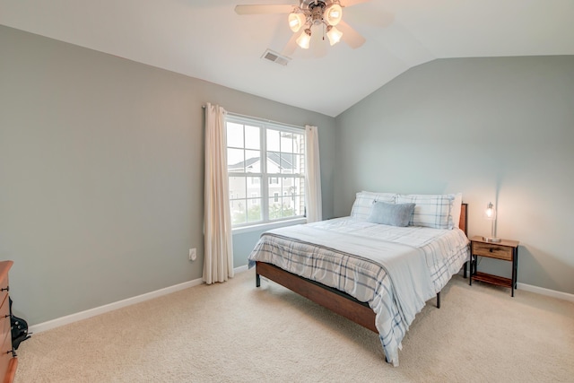 543 Mclernon Trce, Johns Island, SC 29455 - bedroom with vaulted ceiling, light colored carpet, baseboards, and a ceiling fan