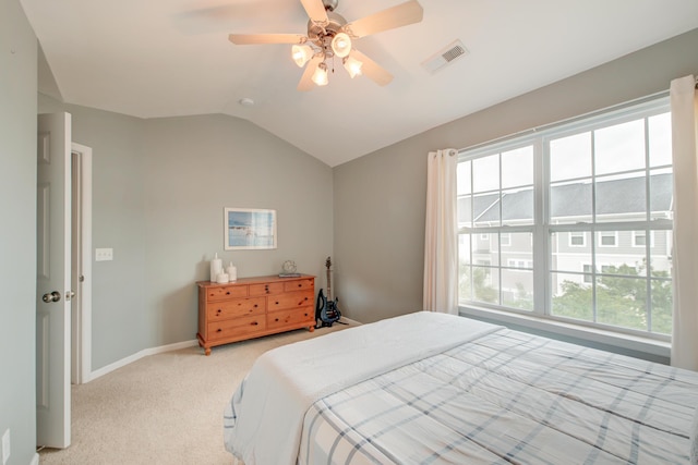 543 Mclernon Trce, Johns Island, SC 29455 - bedroom with vaulted ceiling, light carpet, baseboards, and ceiling fan