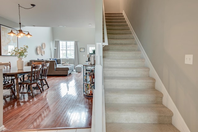 543 Mclernon Trce, Johns Island, SC 29455 - staircase with hardwood / wood-style flooring and baseboards