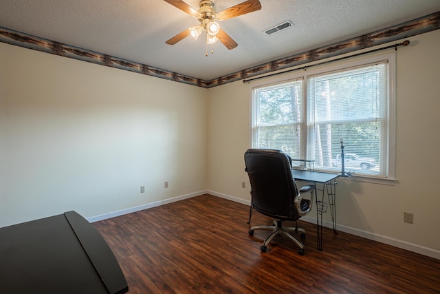 6427 Quimby Rd, Dalzell, SC 29040 - office space with wood finished floors, ceiling fan, a textured ceiling, and baseboards