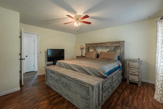 6427 Quimby Rd, Dalzell, SC 29040 - bedroom with dark wood-style flooring, baseboards, and ceiling fan