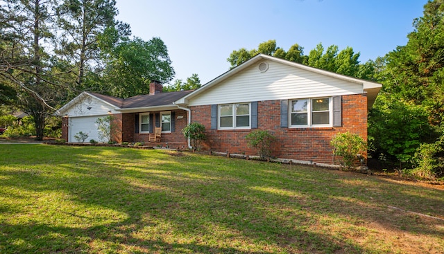 6427 Quimby Rd, Dalzell, SC 29040 - ranch-style home featuring brick siding, a front yard, and a chimney