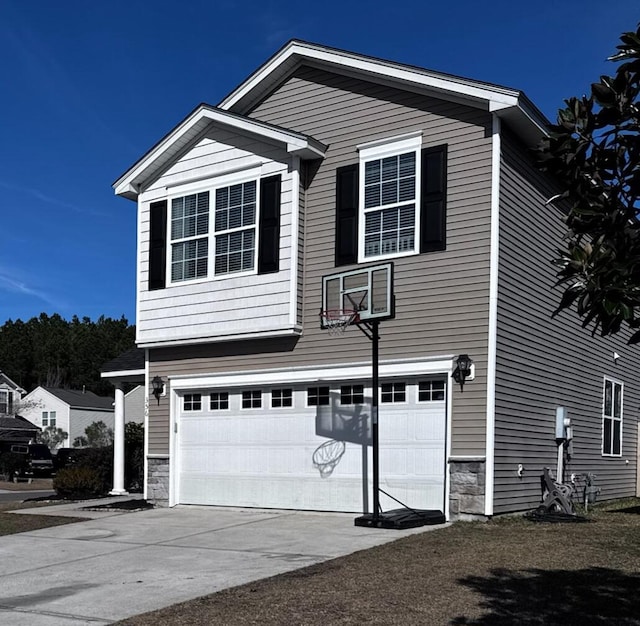 exterior space featuring a garage