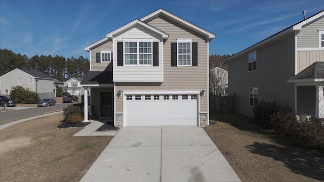 view of front property with a garage