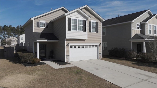 view of front of property featuring a garage