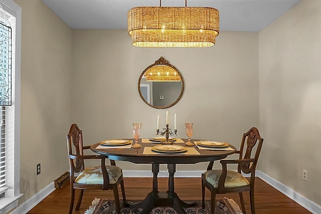 49 Crosscreek Dr, Charleston, SC 29412 - dining space featuring a chandelier, baseboards, and dark wood-type flooring