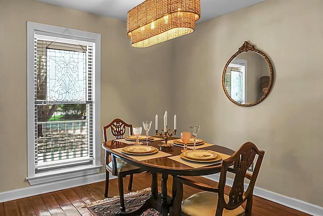 49 Crosscreek Dr, Charleston, SC 29412 - dining room with baseboards, hardwood / wood-style flooring, and a chandelier