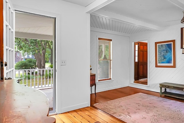 49 Crosscreek Dr, Charleston, SC 29412 - foyer with beam ceiling, light wood-style flooring, and baseboards