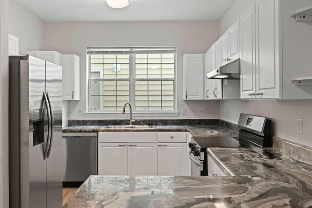 4591 Great Oak Dr, North Charleston, SC 29418 - kitchen featuring a sink, appliances with stainless steel finishes, under cabinet range hood, and a wealth of natural light