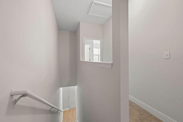 4591 Great Oak Dr, North Charleston, SC 29418 - staircase featuring baseboards and attic access