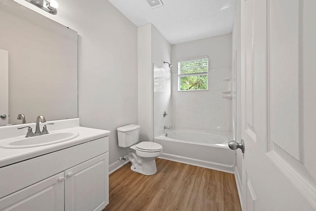 4591 Great Oak Dr, North Charleston, SC 29418 - full bathroom featuring vanity, toilet, baseboards, shower / bath combination, and wood finished floors
