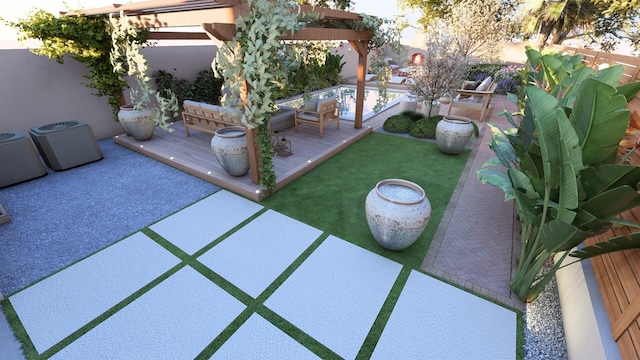 view of yard with a patio and a deck