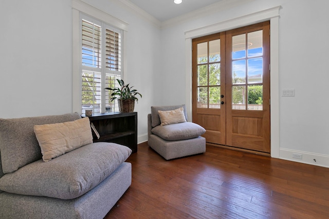 2405 Louisville St, Charleston, SC 29492 - sitting room with plenty of natural light, french doors, baseboards, and hardwood / wood-style floors