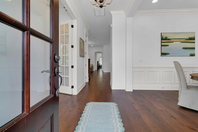 2405 Louisville St, Charleston, SC 29492 - entrance foyer featuring ornamental molding, recessed lighting, arched walkways, and wood finished floors