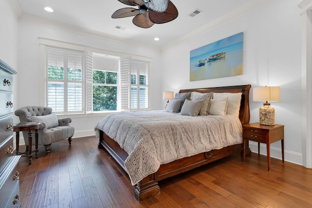 2405 Louisville St, Charleston, SC 29492 - bedroom featuring visible vents, baseboards, crown molding, and dark wood-style floors